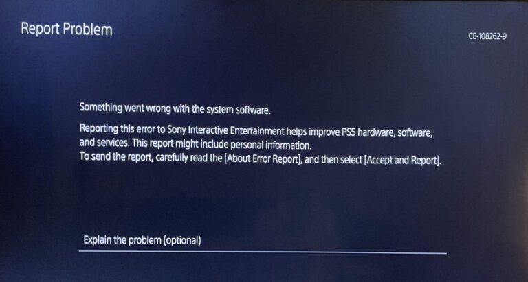 Understanding & Fixing PS5 Error Code (CE-108262-9)